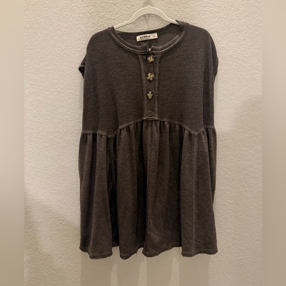 Three Bird Nest The Nest Sweet Nothings Baby Doll Dress Charcoal Brown Size S - Picture 2 of 4